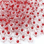 150Pcs Acrylic Flower Beads Candy Color Transparent Plastic Pastel Spacer Beads with Hole for DIY Crafts Wind Chimes Suncatcher Necklaces Bracelets Earrings Jewelry Making(Red) - color: Red