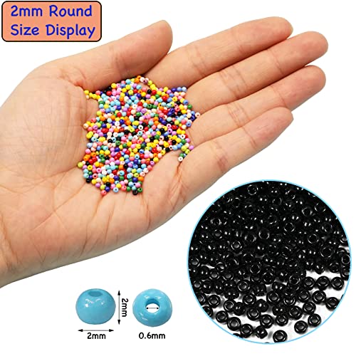 Bala&Fillic Size 2mm Seed Beads 10000pcs/110 Grams in Box 12/0 Black Seed Beads for Making Jewelry Earring Bracelets Necklace (Black) - color: Black