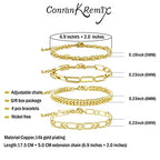 Waterproof Gold Chain Bracelet For Women Non Tarnish,14K Gold Plated Link Dainty Bracelets Stake Layered Bracelet Set Hypoallergen Gold Jewelry - color: Style-11