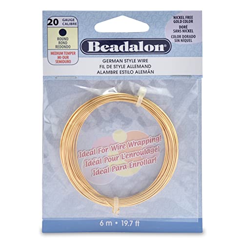Beadalon German Style Wrapping Wire, Round, Gold Color, 20 Gauge, 6 m / 19.7 ft - color: Gold, size: 20 gauge / 19.7 ft