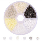 1 Box 3900pcs Mixed Color 2mm Glass Seed Beads-Small Round Spacer Loose Czech Beads for Jewelry Making Embroidery Accessories, (White) - color: White