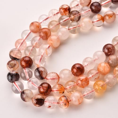 6mm Red Hematoid Quartz Stone Beads Natural Crystal Gemstone Round Loose Beads for DIY Jewelry Making 15"/Strand - color: Red Hematoid Quartz, size: 6mm
