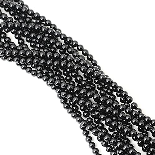 60PCS 6mm Black Smooth Polish Onyx Agate Gemstone Round Loose Beads for Jewelry Making 1 Strand 15" - color: Black Onyx, size: 6mm 60pcs