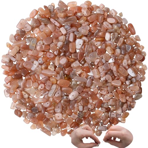 XIANNVXI Sunstone Beads, Natural Chip Stone Beads 400Pcs Crystal Bead 5-8mm Irregular Healing Crystal Loose Rocks for DIY Jewelry Making - color: Sunstone