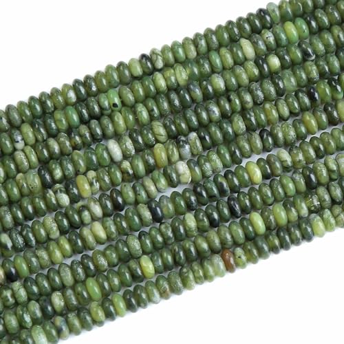 150PCS 2x4mm Natural Chinese Green Jade Rondelle Beads Abacus Disk Stone Beads Round Loose Spacer Gemstone Beads for DIY Bracelet Necklace Jewelry Making - color: Chinese Green Jade, size: 2x4mm Abacus Disk