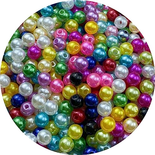 Pinhoollgo 800pcs Pearl Beads 6mm Round Pearl Beads with Hole for DIY Bracelet Necklace Jewelry Making Supplies Handmade Craft(Mix Colors) - color: Mix Colors, size: 6mm/800pcs