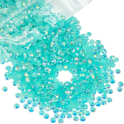 qiipii 3000PCS 5mm Aquamarine AB Resin Rhinestones for Crafting SS20 Lake Blue Flatback Jelly Stones Bulk Diamonds Crystals Gems Charms for Nails Face Eyes Makeup Mugs Tumblers Bottles DIY Crafts - color: Aquamarine AB, size: 5mm Small Wholesale Pack