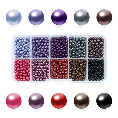 BEADNOVA Satin Pearls Beads for Crafts Tiny Loose Glass Imitation Pearls for Jewelry Making (4mm, 1000pcs, Multi Color) - color: 4mm 1000pcs Mix Lot M04