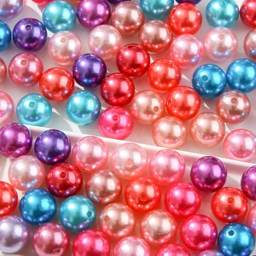 100pcs Color Pearl Beads Chunk Bubblegum Bead 20mm Pen Ball Beads for Pen Bag Jewelry Making Necklace Bracelets(redpinkpurpleblue) - color: redpinkpurpleblue