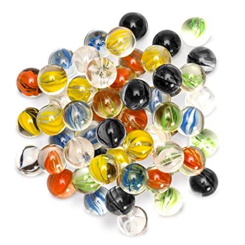 Yellow Mountain Imports 60 Pieces Translucent Chinese Checkers Glass Marbles with Petal Design - 14 Millimeters - size: 14mm(Crystal)