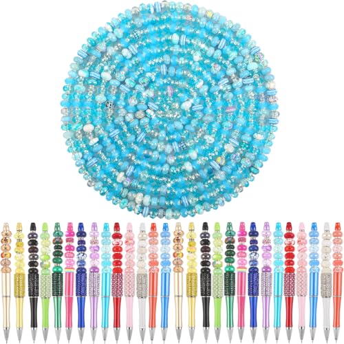 Large Hole European Beads for Pens - 100 Pieces Assorted Lake Blue Fairy Wand Garden Lampwork Craft Spacer Beads for DIY Bracelet Necklace Decoration Jewelry Making Supplies - color: Lake Blue, size: 100 Pcs