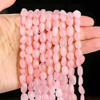 HAAMIIQII Natural Rose Quartz Crystal Pebble Stone 5-8mm Small Irregular Freeform Tumbled Loose Gemstone Beads for Jewelry Making Strand 15 Inch (45-50pcs) - color: Rose Quartz