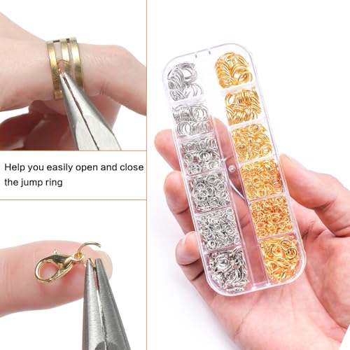 1200PCS Jewelry Making Supplies,Open Jump Rings and Lobster Clasps Jewelry Kit with Jump Ring Pliers Used Necklace Repair with Pliers and Ring for Necklace Repair and Making Kit