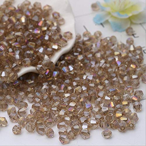 DIY 4mm 1000Pcs Bulk Champagne Faceted Bicone Crystal Glass Beads with Container Box Beads for Making Jewelry (Champagne AB) - color: champagne