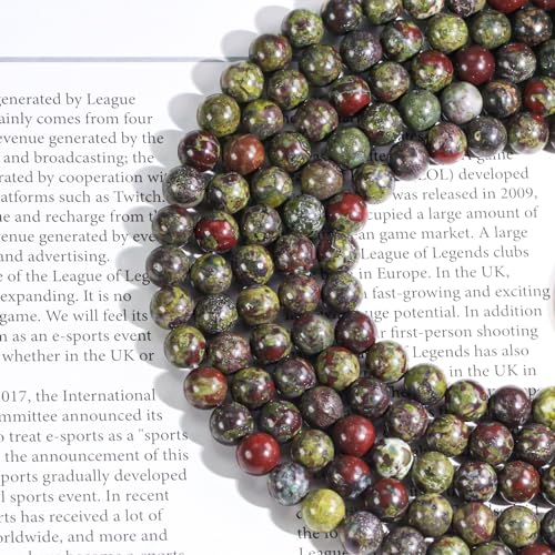 Natural Dragon Bloodstone Beads 8mm Round Stone Beads for DIY Bracelets Necklace Earrings Making 45pcs - color: Dragon Bloodstone, size: 8mm