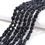 Black Obsidian Pebble Nugget Oval Free Tumbled Stone 6-8mm Natural Gemstone Loose Beads Approx 15.5 inch for DIY Jewelry Making - color: Black Obsidian