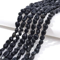 6-8mm Natural Black Obsidian Nuggets Oval Free Tumbled Pebble Semi Precious Gemstone Loose Stone Beads Approx 15.5 inch for DIY Jewelry Making - color: Black Obsidian