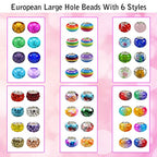 TOAOB 150pcs Glass European Large Holes Beads Assorted Resin Spacer Rhinestones Lampwork Craft Beads for Bracelets Necklaces Jewelry Making