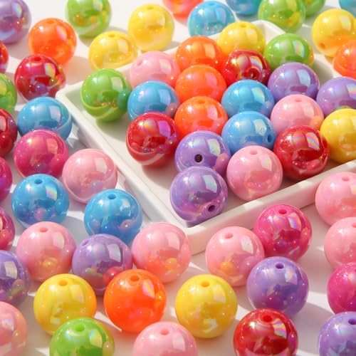 20mm Ab Rainbow Acrylic Beads 180pcs Chunk Bubblegum Bead Color Beadable Pen Ball Beads for Pen Bag Jewelry Making Necklace Bracelets(Rainbow ab) - color: rainbow color