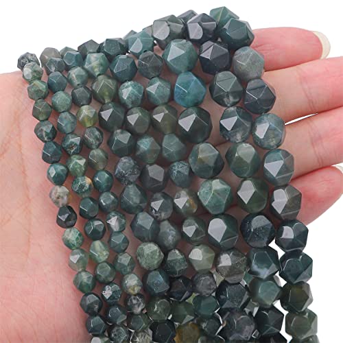 BEADIA Faceted Natural Moss Agate Stone Round Beads 10mm 36cm/Strand for Jewelry Making - color: Moss Agate, size: 10mm