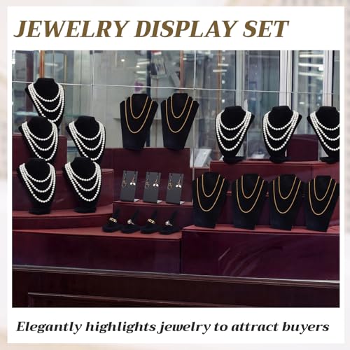 Geelin 8 Pcs Velvet Jewelry Display Stand Sets for Velvet Necklace Stands Ring Finger Holders Acrylic Earrings Holders