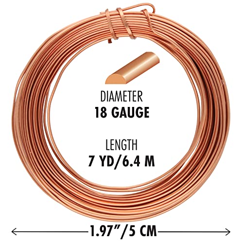 The Beadsmith Half-Round Craft Wire – Soft Temper Jewelry Wire, Copper Color, 18 Gauge, 7 Yards - color: Copper, size: 18 Gauge