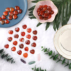 Gerrii 50 Pcs Heart Healing Stone Bulk Quartz Heart Inspirational Stones Gift for Women Love Pocket Polished Natural Energy Balancing Meditation 0.8 Inch(Red Carnelian Agate) - color: Red Carnelian Agate