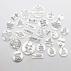 30pcs Inspiration Words Charms Craft Supplies Mixed Pendants Beads Charms Pendants for Crafting Jewelry Findings Making Accessory for DIY Necklace Bracelet (Antique Silver)