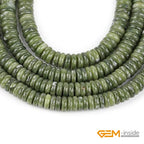 GEM-Inside 2x6mm Natural Green Canada Jadeite Jade Semi-Gemstone Heishi Disc Rondelle Spacer Beads for Jewelry Making Full 15" Strand Energy Stone Healing Power Crystal - color: Green Canada Jadeite Jade