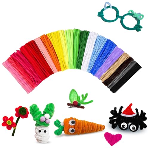 Pipe Cleaners Craft Bulk,Kids Toys & Games Gifts,200pcs Arts Crafts,Chenille Stems Art Supplies for Projects Creative DIY Room Decor,Christmas Decorations,Juegos para Niños Fidget Toys for Ages 5-7 - color: MultiColor