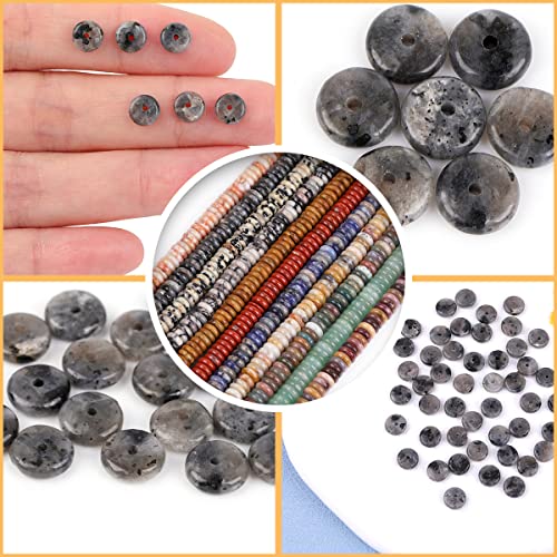GEM-Inside 2x6mm Natural Black Larvikite Stone Heishi Disc Rondelle Spacer Beads for Jewelry Making Full 15" Strand Energy Stone Healing Power Crystal - color: Black Larvikite