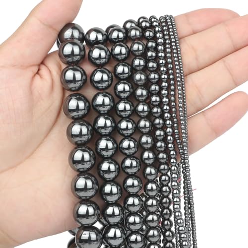 Stone Beads, 60pcs Black Onyx, 6mm Round Loose Beads for Jewelry Making, Bracelets, with Bag, String & Card - color: Black Onyx, size: 6mm