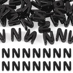 30Pcs Large Hole Letter Beads Black Acrylic European Beads 3D Letters N Chunky Bead Initial Alphabet Bead for Key Chains Bracelets Necklace DIY Craft Bag Charm Kit Arts Projects - color: Black-N