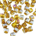 Crystal Glass Beads 100 Pieces 6mm Cube Crystal Glass Beads Faceted Square Shape Spacer Beads for Jewelry Making Bracelet Earring Necklace DIY Craft Making Supplies(Amber AB) - color: Amber AB, size: 6mm