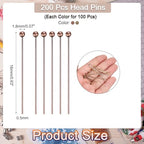 MECCANIXITY 200Pcs Plated Ball Head Pins Jewelry Making 24 Gauge 16mm Wire Head Pins Brass Ball Head Pins End Head Pins for DIY Craft Necklaces Bracelets Earrings, Bronze and Purple Bronze - color: Bronze and Purple Bronze, size: 16mm