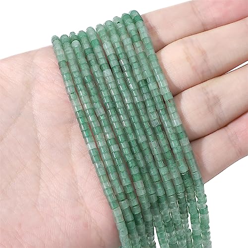 BEADIA Natural Green Aventurine Short Cylinder Beads 2x3mm 155pcs Tube Loose Semi Gemstone Beads for Jewelry Making Design - color: Green Aventurine