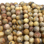 ABCGEMS Velvet-Matte-Finished Mexican Honey Crazy Lace Agate Beads (Enhance The Stone's Inherent Texture and Nature Hues with a Non-Glare Aesthetic) Smooth Round 8mm (Non-Shiny) - color: Honey Crazy Lace Agate (From Mexico)