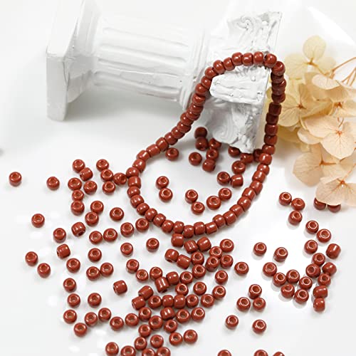 Bala&Fillic Coffee Color 4mm Seed Beads About 1200pcs/100Grams in Bag, 6/0 Glass Craft Beads for Making Bracelet and Necklace (Coffee) - color: Coffee -4mm