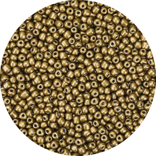 2000pcs Gold Glass Seed Beads, Colorful Tiny 4mm Beads for Jewelry Making, Beading Supplies. - color: Gold