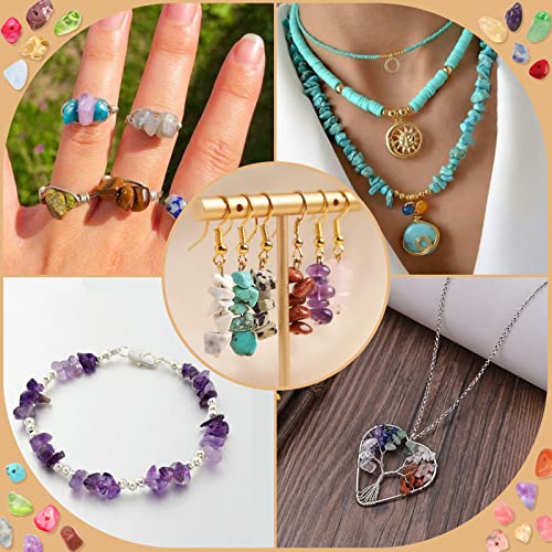 500 pcs Natural Chip Stone Beads, Hot Multicolor 5-8 mm Irregular Gemstones Healing Crystal Loose Rocks Bead Hole Drilled for Jewelry Making Bracelet - color: Hot Multicolor
