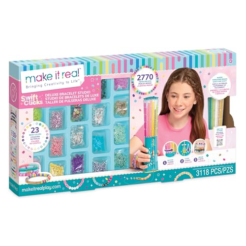Make It Real Swift Clicks Deluxe Bracelet Studio - Create Colorful Friendship Bracelets with Swift Clicks Deluxe Design Tool - Includes Beads and Charms - style: Deluxe Swift Clicks