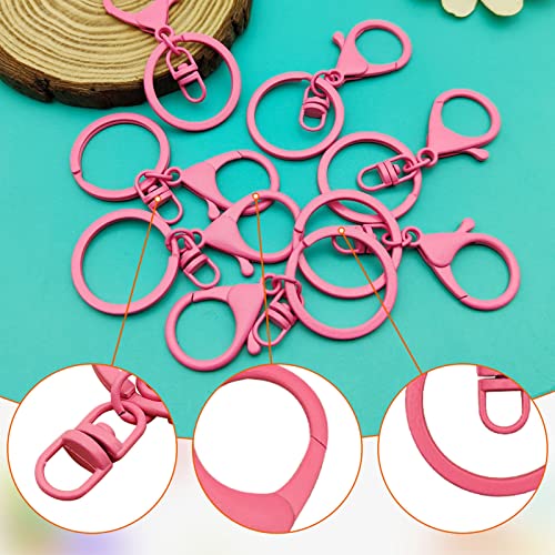 30Pcs Lobster Claw Clasps Keychain for Jewelry Making,Metal Lobster Clasp Swivel Trigger Clips with Swivel Clasps Hook Clips Flat Split Keychain Ring for DIY Craft Jewelry Making(Rose Red) - color: Rose Red