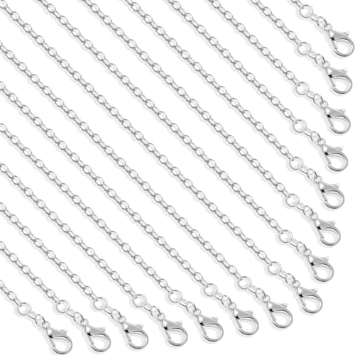 selizo 30 Pack Jewelry Making Chains Necklace Chain Bulk Silver Plated Necklace Chains for Necklace Jewelry Making, 1.2 mm (24 Inches) - size: 24 Inches