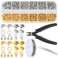 Acejoz 1200 Pcs Crimp Beads Supplies for Jewelry Making, Including Crimp Covers, Crimp Tubes and Wire Guardians, Lobster Clasps, Jump Rings, Crimping Pliers and Beading Wire for Bracelets Making