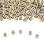 1000Pcs Gold Acrylic Cube Letter Beads 6 * 6mm Black Alphabet A-Z Beads for DIY Bracelet Necklace Jewelry Making - color: Gold Mixed Black Letter A-Z