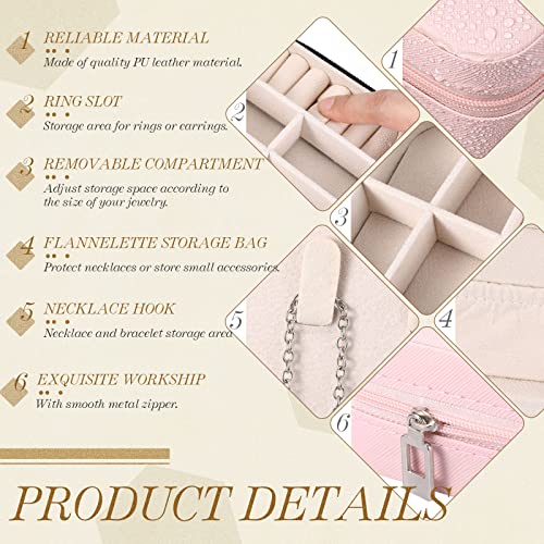 Yinkin 12 Pcs Mini Travel Jewelry Case Bridesmaid Proposal Gift Boxes, Small PU Leather Earring Organizer, Bulk Travel Accessories Portable Jewelry Holder(Pink) - color: Pink