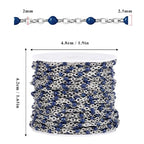 33 Feet Stainless Steel Enamel Chains Bulk, 2mm 304 Stainless Steel Navy Blue Enamel Beaded Cable Link Chain Roll Spool for Jewelry Making - color: Stainless Steel Navy Blue Beads