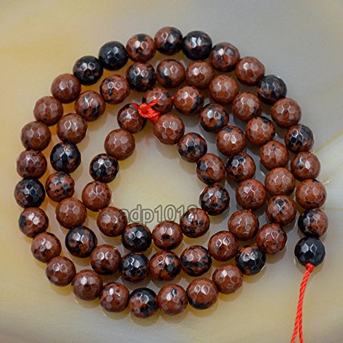 AD Beads Natural Gemstones Faceted Round Spacer Loose Beads 15.5'' 4mm to 10mm (6mm, Faceted Mahogany Obsidian) - color: Faceted Mahogany Obsidian, size: 6mm