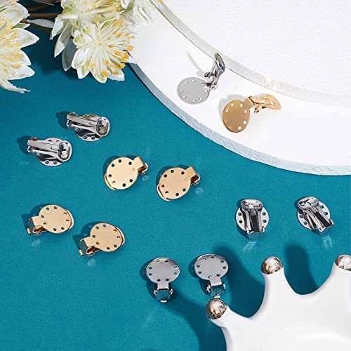 SUNNYCLUE 1 Box 20Pcs 2 Colors Clip on Earrings Findings Round Flat Back Earring Clips Stainless Steel Earring Converters Non-Pierced Earring Settings for Women Adults Jewelry Making DIY Crafts - color: 20pcs 2 Colors Stainless Steel Earring Clips