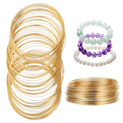 100 Loops Golden Memory Wire, 0.6mm/22-gauge Beading Wire for Jewelry Making, Memory Wires for Bracelets, Necklaces, Art Creations, DIY Handmade Products